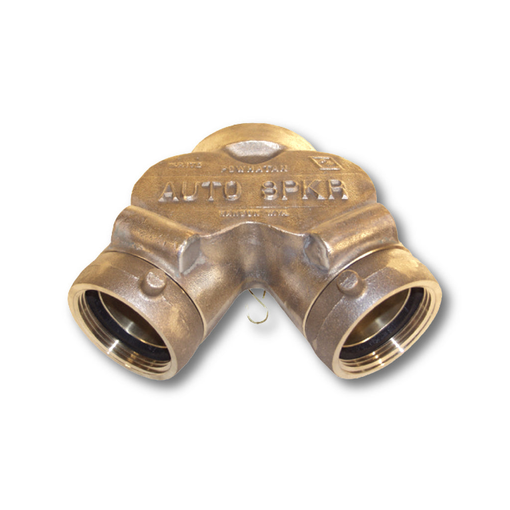 Fdc Dual Inlet FDC Double Clapper Siamese Dual Female Inlet Brass – Fire Connections