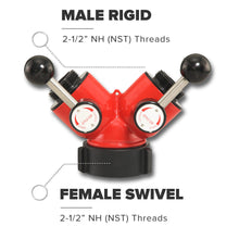 Aluminum Wye Valve 2-1/2" NH-NST Inlet x 2-1/2" NH-NST Outlets